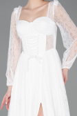 Robe de Soirée Longue Dantelle Blanc ABU5797