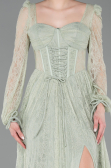 Robe de Soirée Longue Dantelle Menthe ABU5797