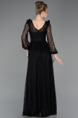 Robe de Soirée Longue Dantelle Noir ABU5797
