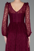 Robe de Soirée Longue Dantelle Couleur Cerise ABU5797
