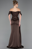 Robe Queue de Poisson Longue Satin Brun ABU5765