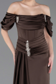 Robe Queue de Poisson Longue Satin Brun ABU5765