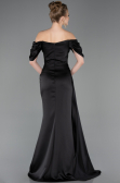 Robe Queue de Poisson Longue Satin Noir ABU5765