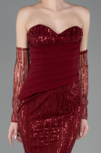 Robe de Soirée Longue Perlé Rouge Bordeaux ABU5766
