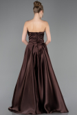 Robe de Soirée Longue Satin Brun ABU5767