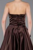 Robe de Soirée Longue Satin Brun ABU5767