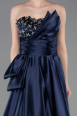 Robe de Soirée Longue Satin Bleu Marine ABU5767