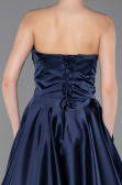 Robe de Soirée Longue Satin Bleu Marine ABU5767