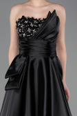 Robe de Soirée Longue Satin Noir ABU5767