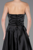 Robe de Soirée Longue Satin Noir ABU5767