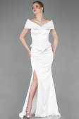 Robe de Soirée Longue Satin Blanc ABU5785