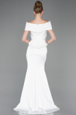 Robe de Soirée Longue Satin Blanc ABU5785