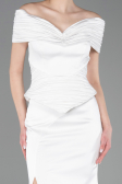 Robe de Soirée Longue Satin Blanc ABU5785