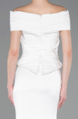 Robe de Soirée Longue Satin Blanc ABU5785