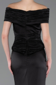 Robe de Soirée Longue Satin Noir ABU5785