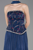 Robe de Soirée Longue Mousseline Bleu Marine ABU5786