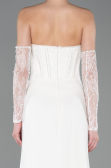 Robe de Soirée Longue Mousseline Blanc ABU5791