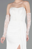 Robe de Soirée Longue Mousseline Blanc ABU5791