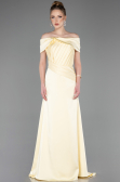 Robe de Soirée Longue Satin Jaune ABU5792