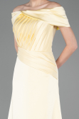 Robe de Soirée Longue Satin Jaune ABU5792