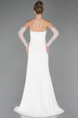 Robe de Soirée Longue Mousseline Blanc ABU5791