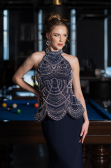 Robe de Soirée Longue Bleu Marine ABU5787