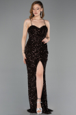 Robe De Soirée Squameuse Longue Brun ABU4842