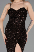 Robe De Soirée Squameuse Longue Brun ABU4842