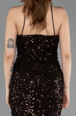 Robe De Soirée Squameuse Longue Brun ABU4842