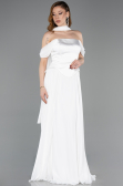 Robe De Soirée Mousseline Longue Blanc ABU5327