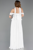Robe De Soirée Mousseline Longue Blanc ABU5327