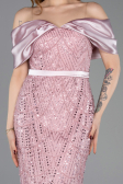 Robe De Soirée Perlé Midi Poudre ABK2453
