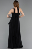 Robe de Soirée Longue Mousseline Noir ABU5763