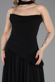 Robe de Soirée Longue Mousseline Noir ABU5763