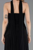 Robe de Soirée Longue Mousseline Noir ABU5763
