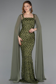 Robe De Soirée Squameuse Longue Kaki ABU5589