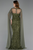 Robe De Soirée Squameuse Longue Kaki ABU5589