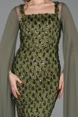 Robe De Soirée Squameuse Longue Kaki ABU5589