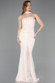 Robe De Soirée Dantelle Longue Beige ABU5686