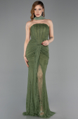 Robe De Soirée Dantelle Longue Kaki ABU5686