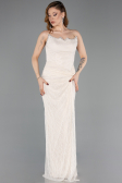 Robe de Soirée Longue Dantelle Beige ABU5823