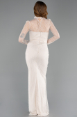 Robe de Soirée Longue Dantelle Beige ABU5823