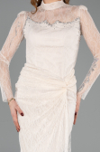 Robe de Soirée Longue Dantelle Beige ABU5823