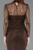 Robe de Soirée Longue Dantelle Brun ABU5823