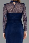 Robe de Soirée Longue Dantelle Bleu Marine ABU5823