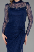 Robe de Soirée Longue Dantelle Bleu Marine ABU5823