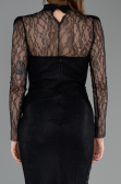 Robe de Soirée Longue Dantelle Noir ABU5823