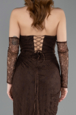 Robe de Soirée Longue Dantelle Brun ABU5770