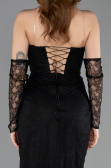 Robe de Soirée Longue Dantelle Noir ABU5770