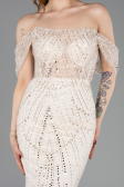 Robe de Soirée Longue Perlé Beige ABU5833